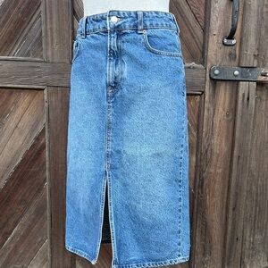 H&M Blue Denim Skirt Split Front 4